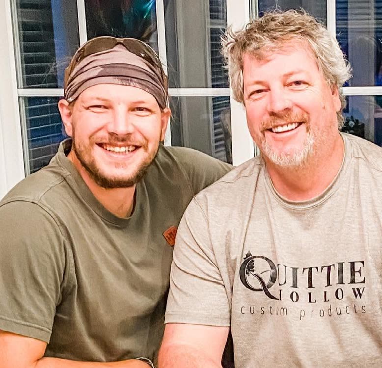 Mike Reese and his dad Doug, who is wearing a Quittie Hollow shirt